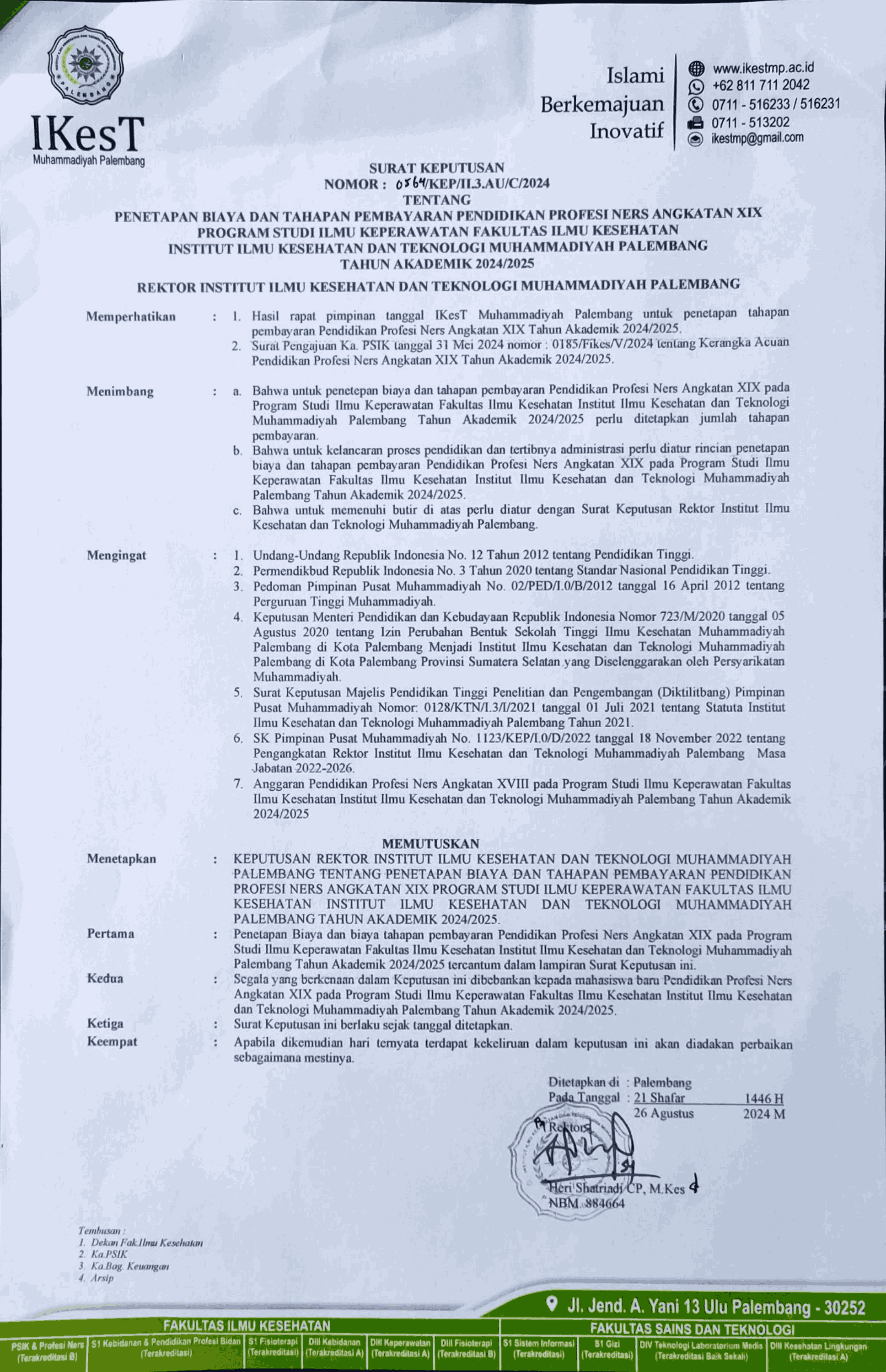 Biaya Tambahan Profesi Ners